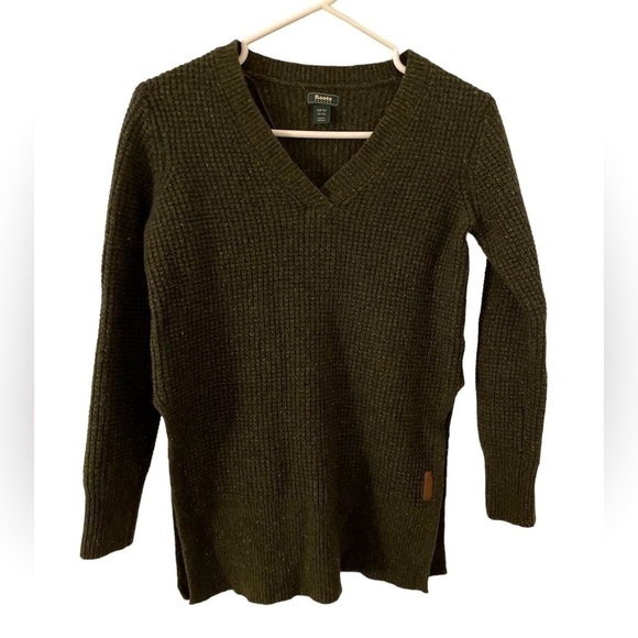 ROOTS Lambs Wool Blend Waffle Knit Tunic Sweater - Picture 1 of 5